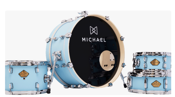 Bateria Michael Legacy Slim Compacta Vintage Blue 20×8″, tom 10″, surdo 13″ e caixa (Shell Pack)